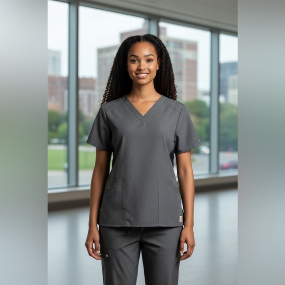 Carhartt Other - Carhartt Gray V-Neck Scrub Top & Pant Set
